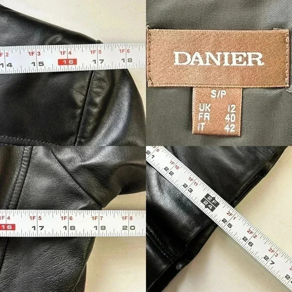 Danier Black Leather Jacket Blazer Button Front  Insulated Removable Liner Small - Picture 9 of 16